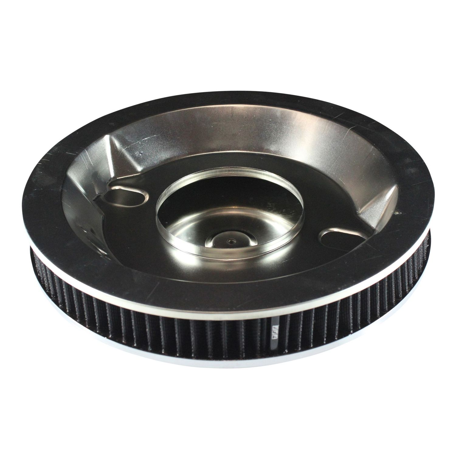 Chrome Air Filter/Air Cleaner 14 Chrome Air Filter/Air Cleaner 14" x 2" Holley Rochester Recessed Base Black Washable