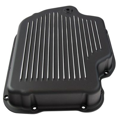 Transmission Pan GM Turbo 400 Black Finned Milled Alloy Gasket Bolts Hardware