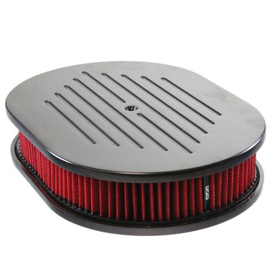 Oval Black Ball Milled Air Cleaner/Air Filter 12 Oval Black Ball Milled Air Cleaner/Air Filter 12" x 2" Holley Edelbrock Quadrajet Carter
