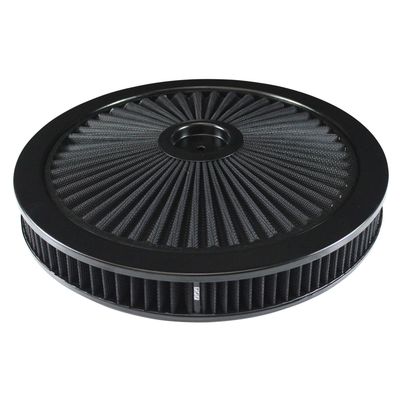 Extraflow All Black Air Filter/Air Cleaner 14" x 2" Holley Edelbrock Recessed Base