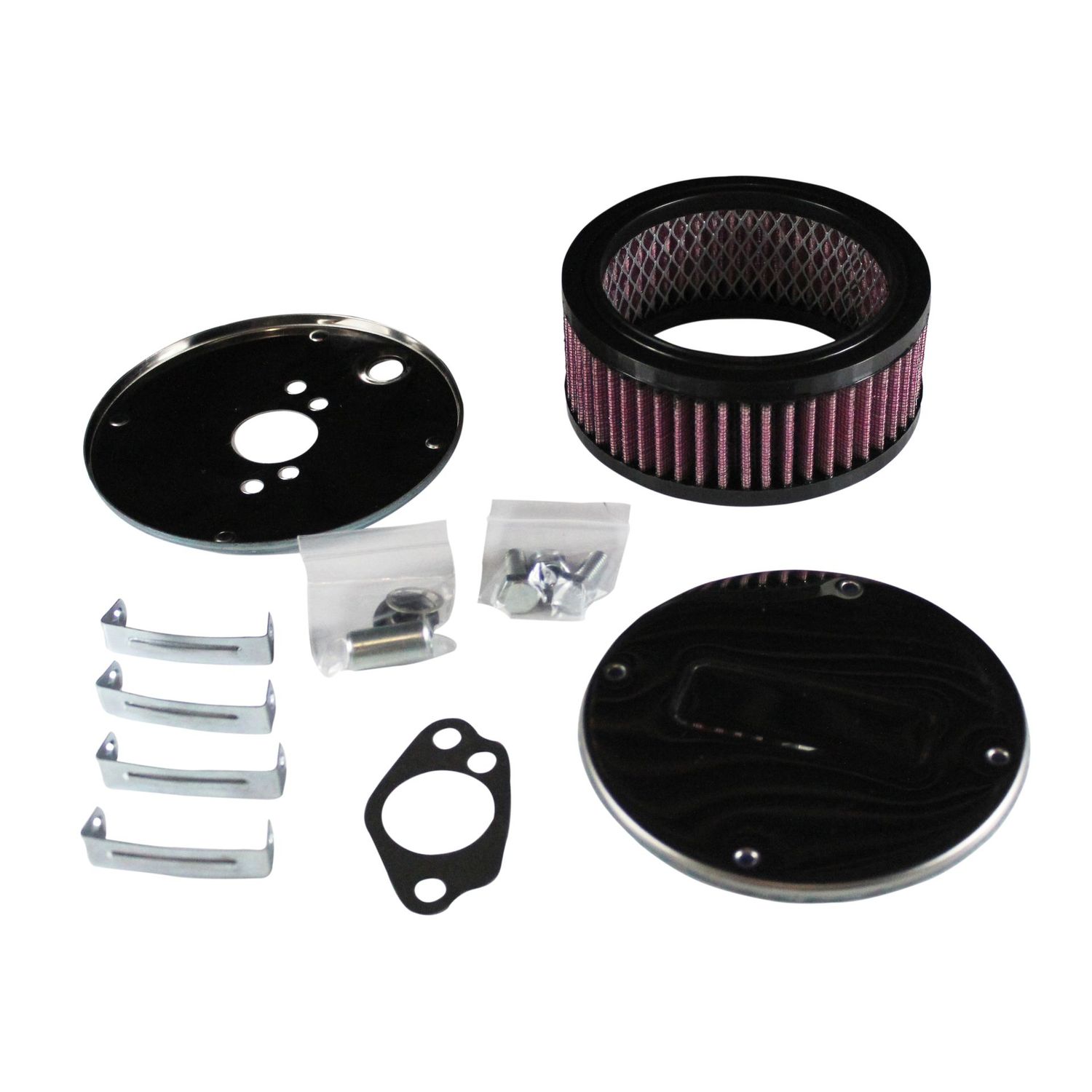 Chrome Air Cleaner 5-1/2" Wide x 55mm Tall SU H2 HS2 1-1/4" Red Element