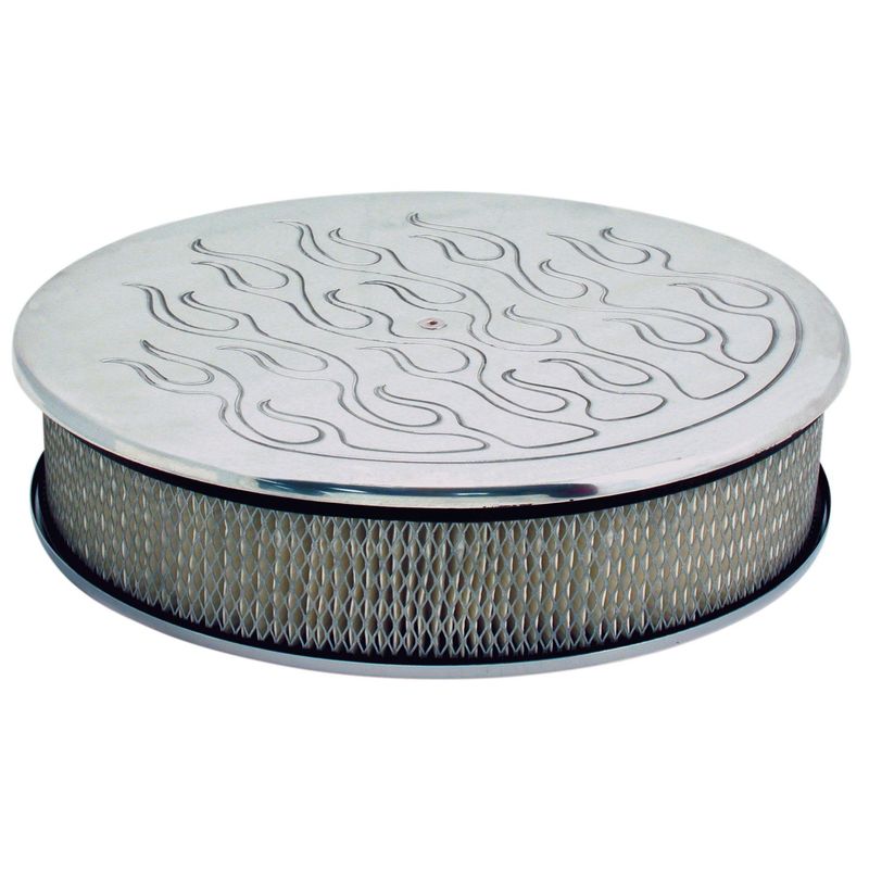 Flamed Aluminium Air Cleaner 14" x 3" Holley Edelbrock Rochester Paper Filter