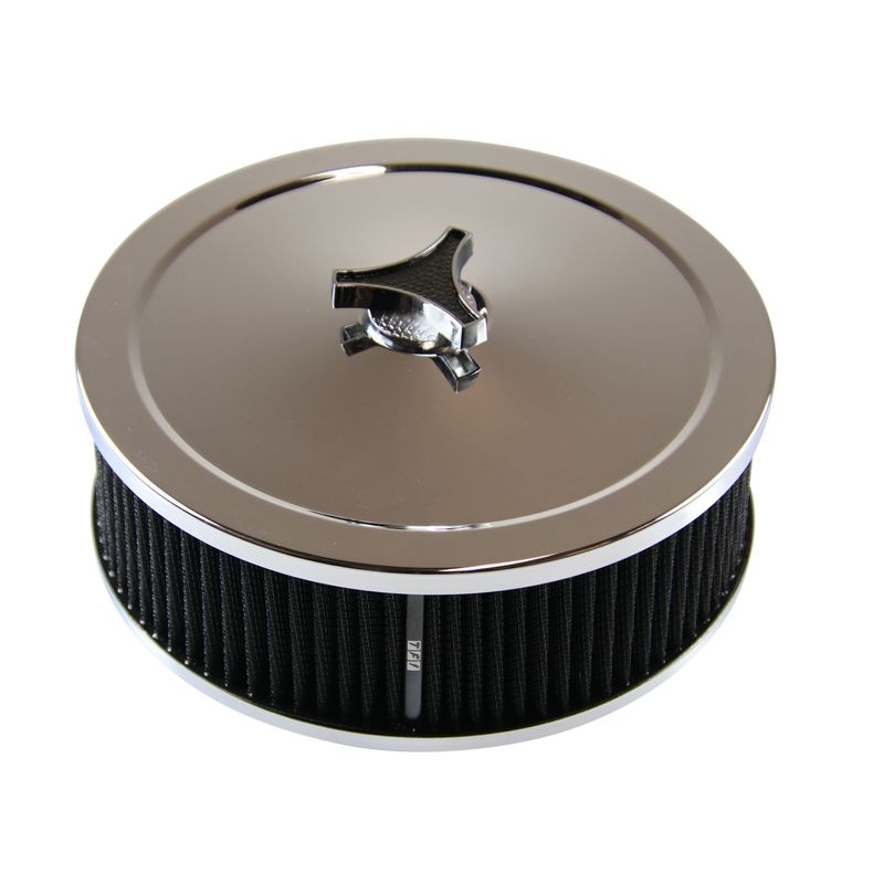 Chrome Air Cleaner 9" Wide x 3" Tall Suit 2-5/16" Stromberg Carb Black Element