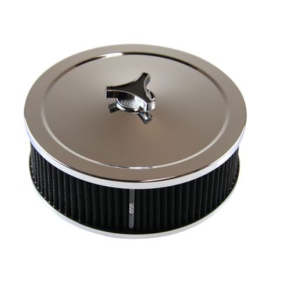Chrome Air Cleaner/Air Filter 9" Wide x 3" Tall Suit 2-5/16" Stromberg Carb Black Element