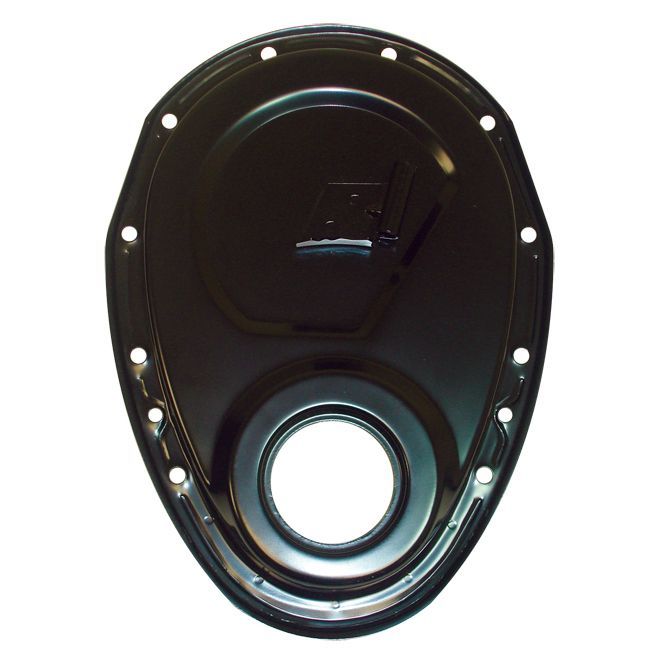Timing Cover Chevrolet Small Block with Tab (4-1/4 Timing Cover Chevrolet Small Block with Tab (4-1/4" from top) Black Steel