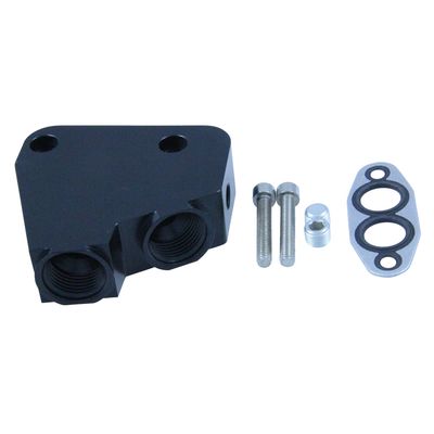 Oil Cooler Adaptor Kit GM LS1 LS2 LS3 LS6 LS7 Gen 4 Engines Black -10AN Female Oil Cooler Adaptor Kit GM LS1 LS2 LS3 LS6 LS7 Gen 4 Engines Black -10AN Female