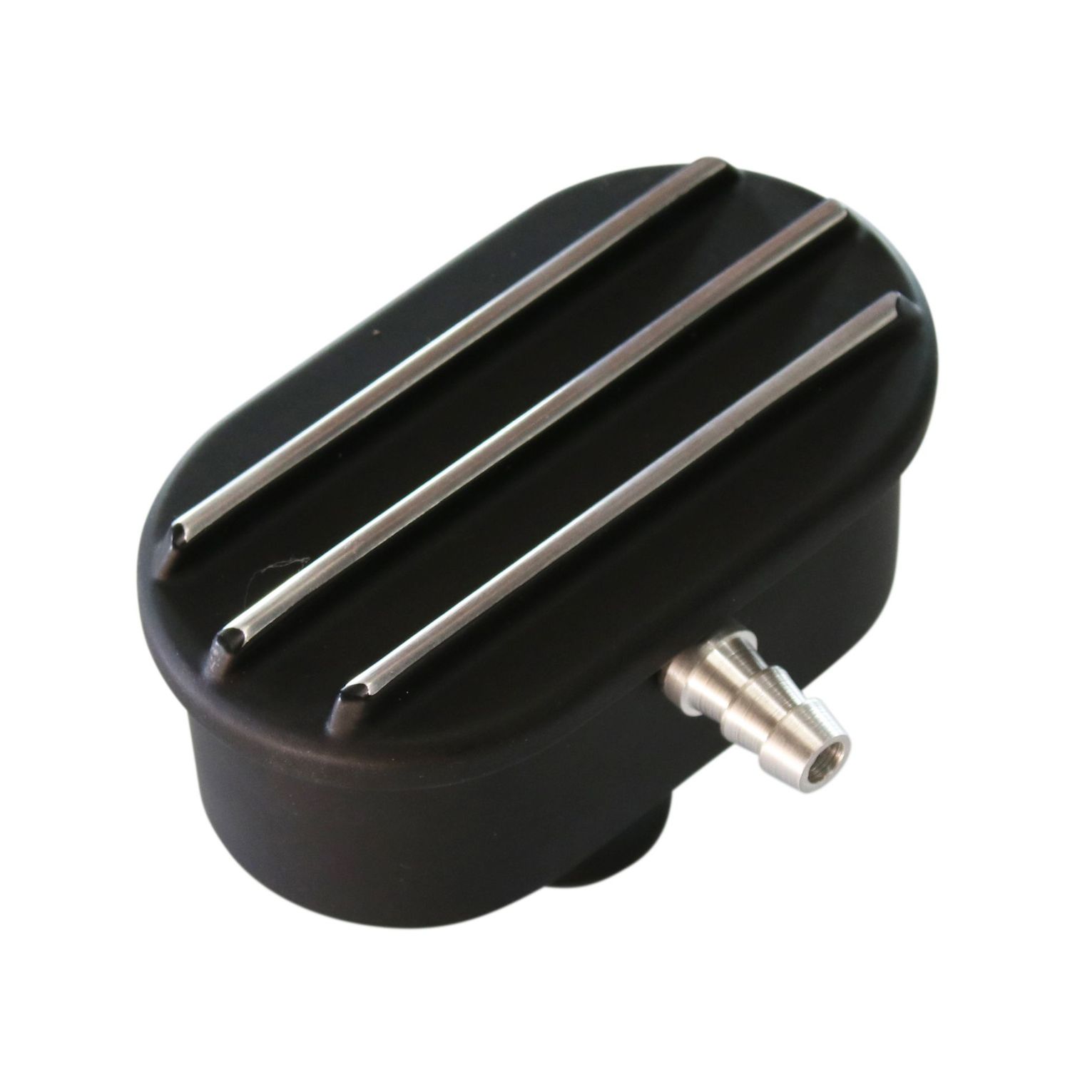 Valve Rocker Cover Breather Cap Push In 1"(25mm) Neck Alloy Black Oval Finned with Pcv