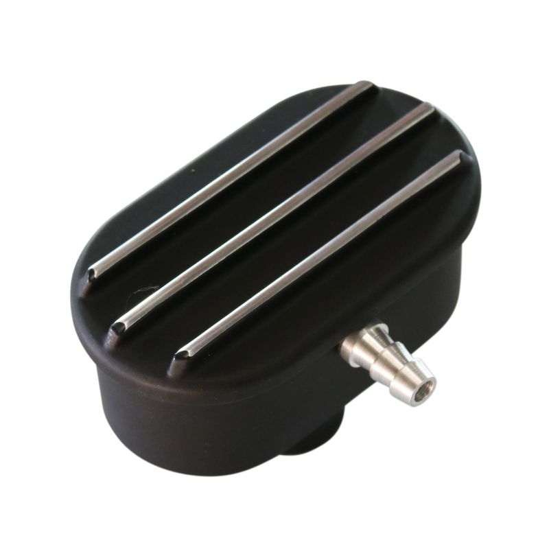 Valve Rocker Cover Breather Cap Push In 1"(25mm) Neck Alloy Black Oval Finned with Pcv