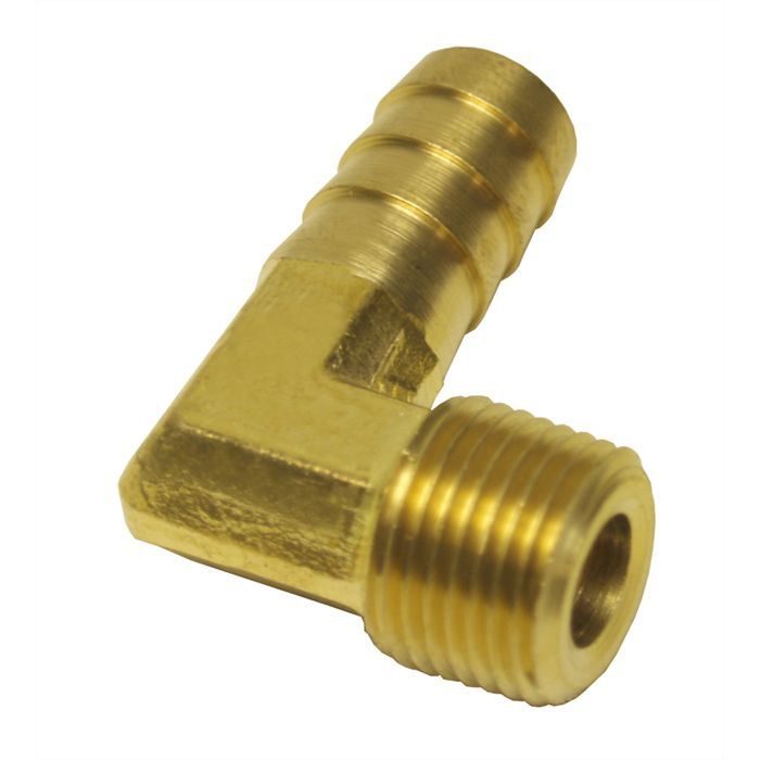 90 Degree Hose Fitting 3/8 NPT Male Thread x 1/2 Barb Hose Tail End