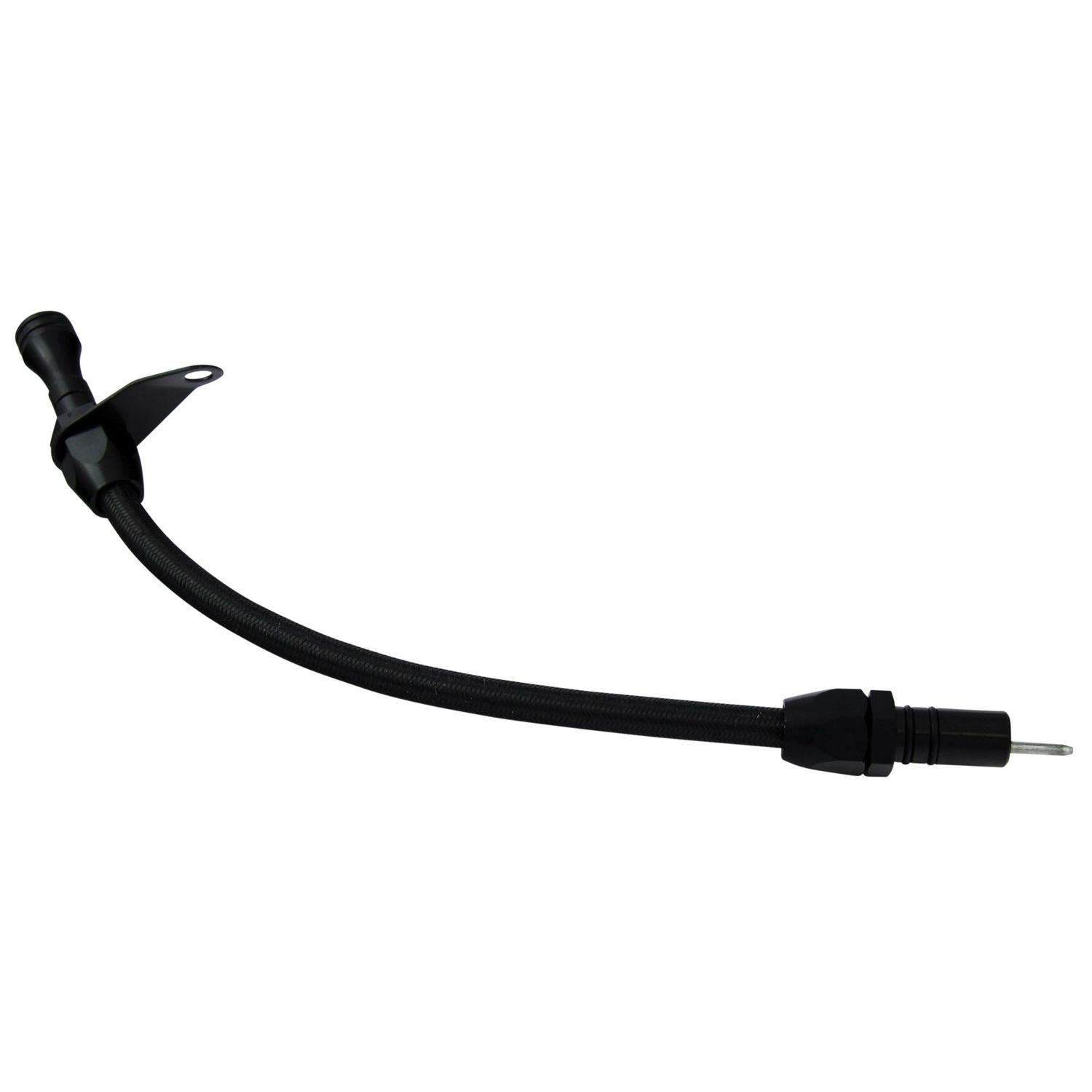 Transmission Dipstick Tube GM Turbo 350 Bell Housing Mount Flexible Black Braid Transmission Dipstick Tube GM Turbo 350 Bell Housing Mount Flexible Black Braid