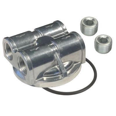 Derale Dual Side Ports Spin On Engine Oil Adapter 1/2 Derale Dual Side Ports Spin On Engine Oil Adapter 1/2"NPT Ports 18x1.5mm 15755
