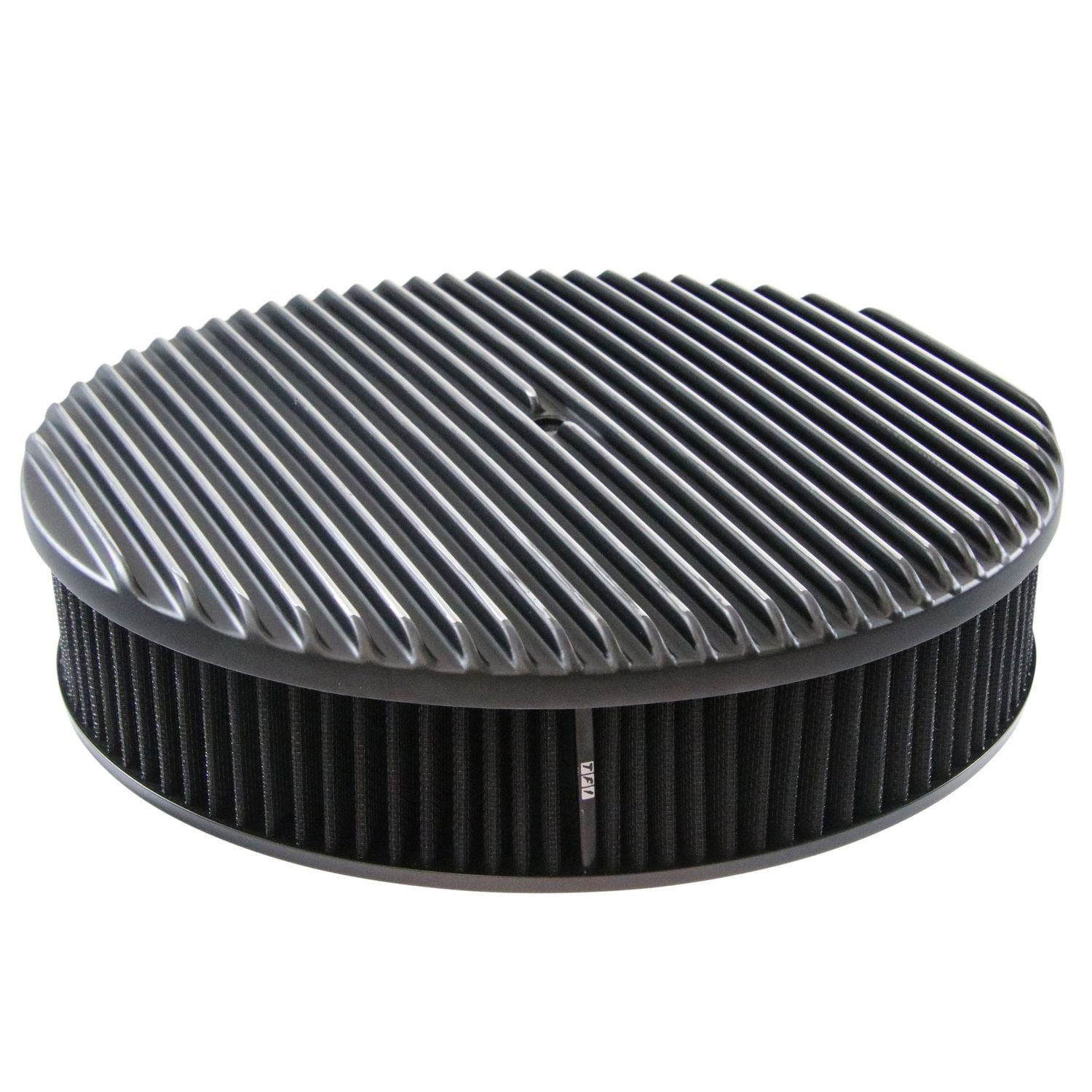 Black Alloy Full Finned Air Cleaner 14" x 3" Holley Edelbrock Black Cotton Filte