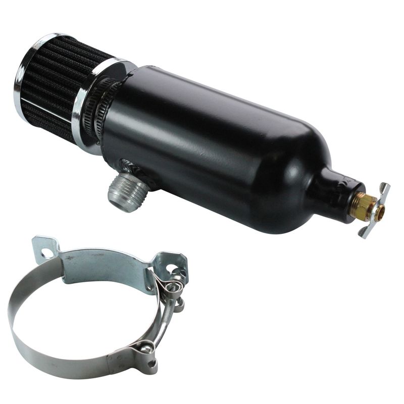 Catch Can Black Coated Alloy with Breather (750ml)-12AN Male Fittings