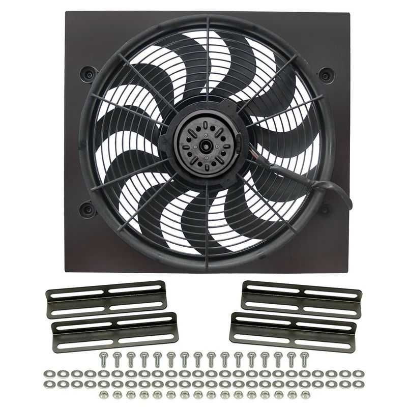 Derale High Output 17 Derale High Output 17" Electric Fan 2400Cfm 2Spd 265w, Black Steel Shroud Kit 16919