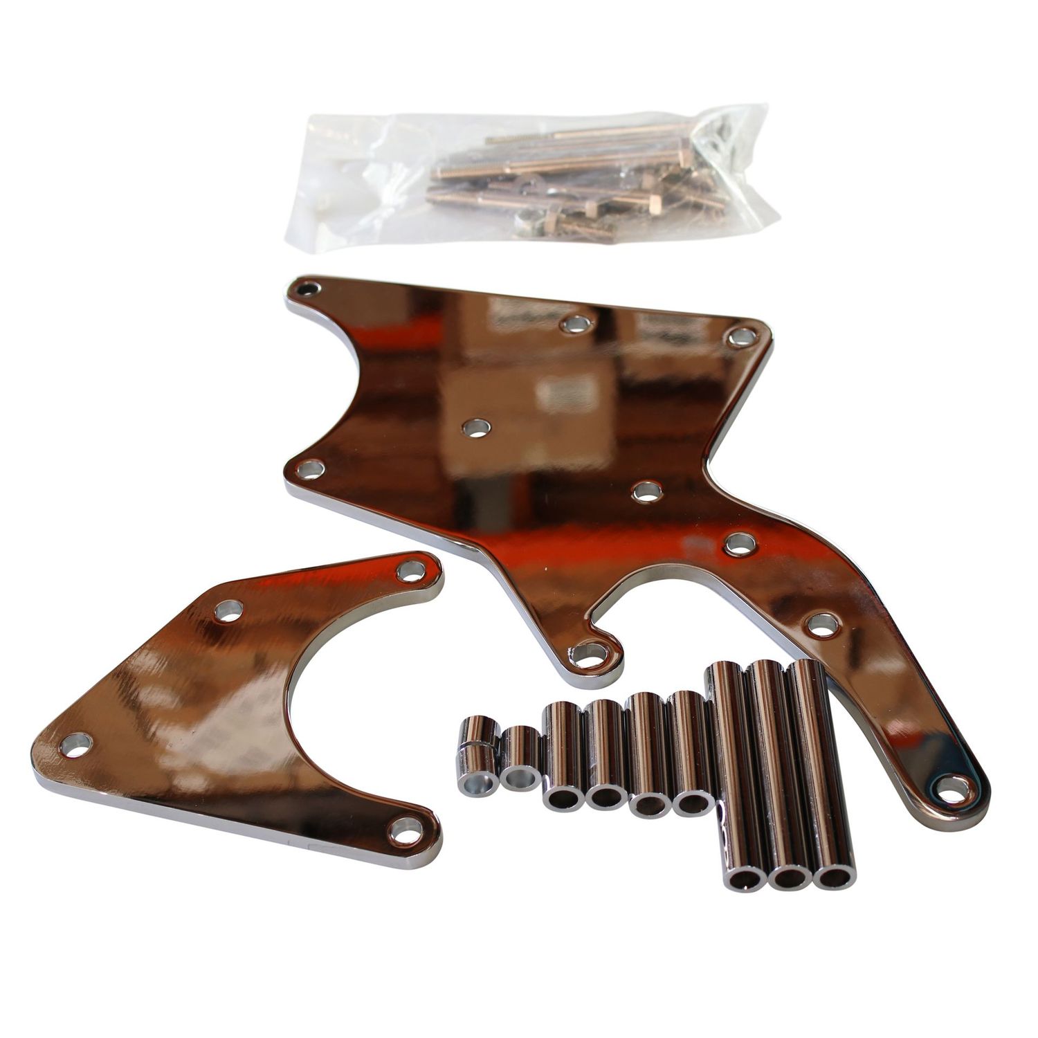 LS Chevrolet Alternator+A-Can Style Power Steering Relocation Bracket Kit Chrome LS Chevrolet Alternator+A-Can Style Power Steering Relocation Bracket Kit Chrome
