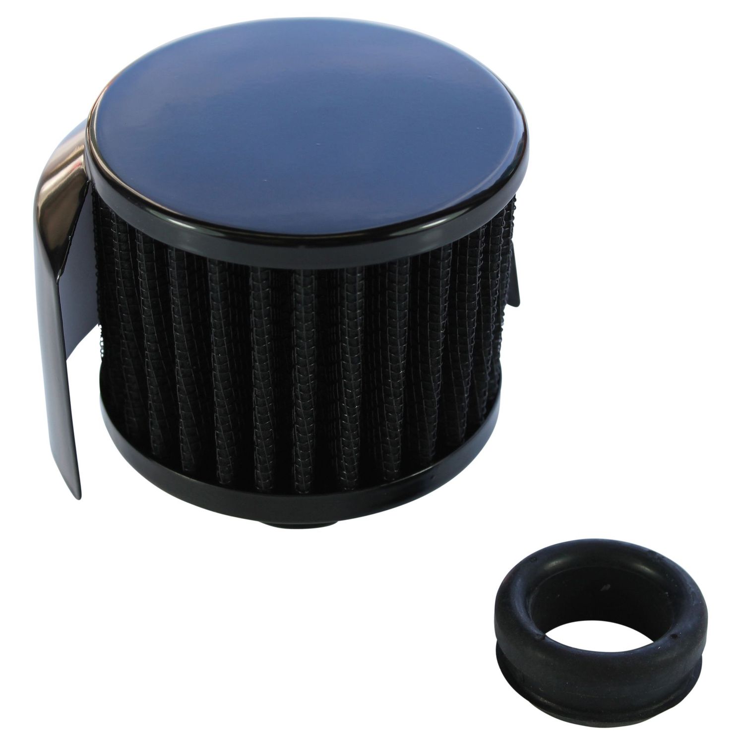 Valve Rocker Cover Breather Cap Push In 1"(25mm) Neck Black Shield Black Element Gromm