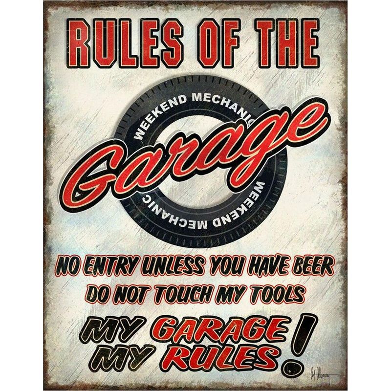 Rules of the Garage Metal Sign Reproduction 32cm x 41cm