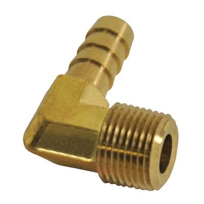 90 Degree Hose Fitting 3/8 NPT Male Thread x 3/8 Barb Hose Tail End
