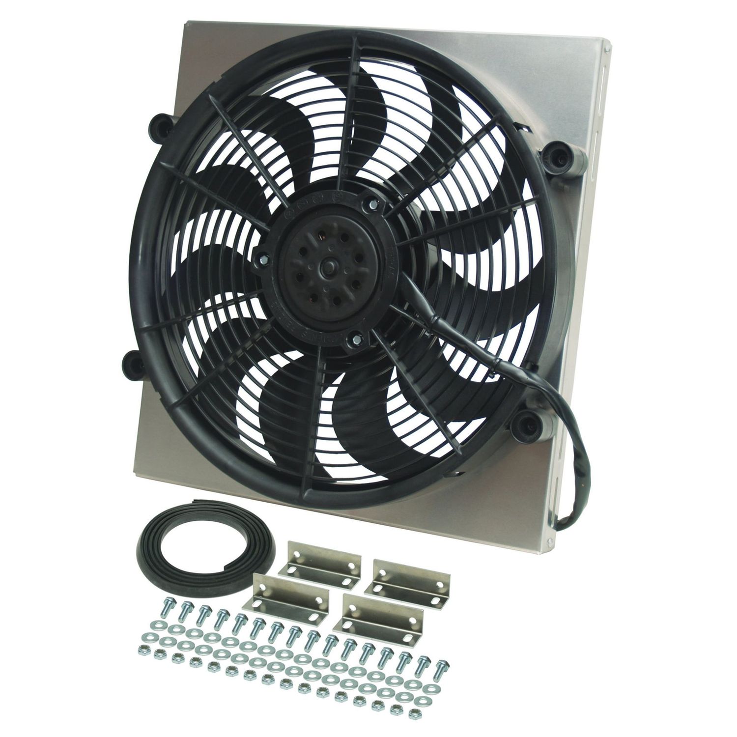 High Output Single 17" Electric Radiator Fan Alum Shroud Kit-16-3/4"x17-5/8"x3"