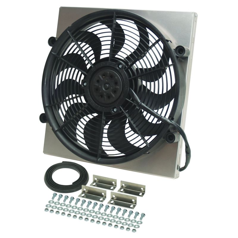 High Output Single 17 High Output Single 17" Electric Radiator Fan Alum Shroud Kit-16-3/4"x17-5/8"x3"
