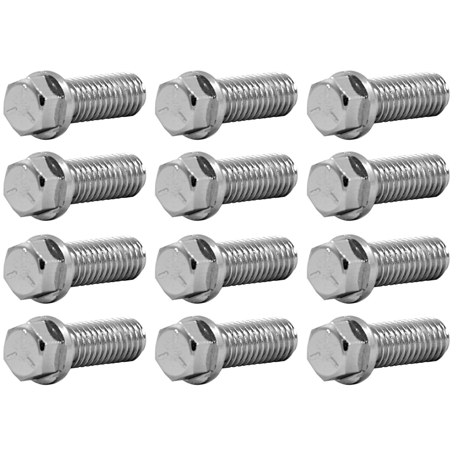 Extractor/Header Bolts 3/8"-16 x 1" Long set of 12 Chrome Finish