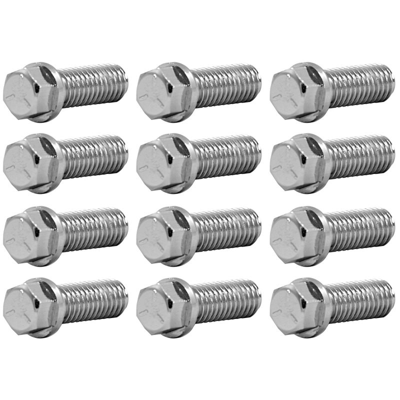 Extractor/Header Bolts 3/8"-16 x 1" Long set of 12 Chrome Finish