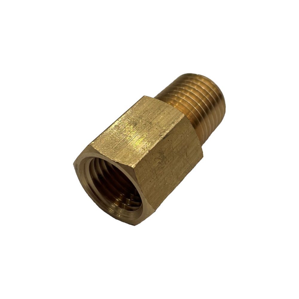Brass Reducing Hex Adaptor 1/4" (11.4mm) Female to 1/4" (13.2mm) Male BSP Thread