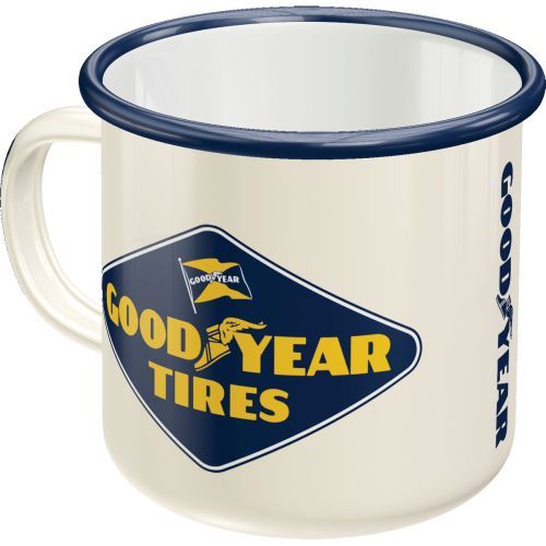 Nostalgic Art 360ml Enamel Mug - Goodyear Logo White