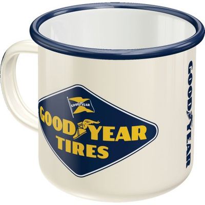 Nostalgic Art 360ml Enamel Mug - Goodyear Logo White