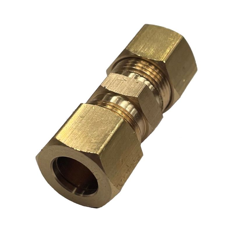 Brass Double Compression Union 3/8" (9.5mm) Hose Tube