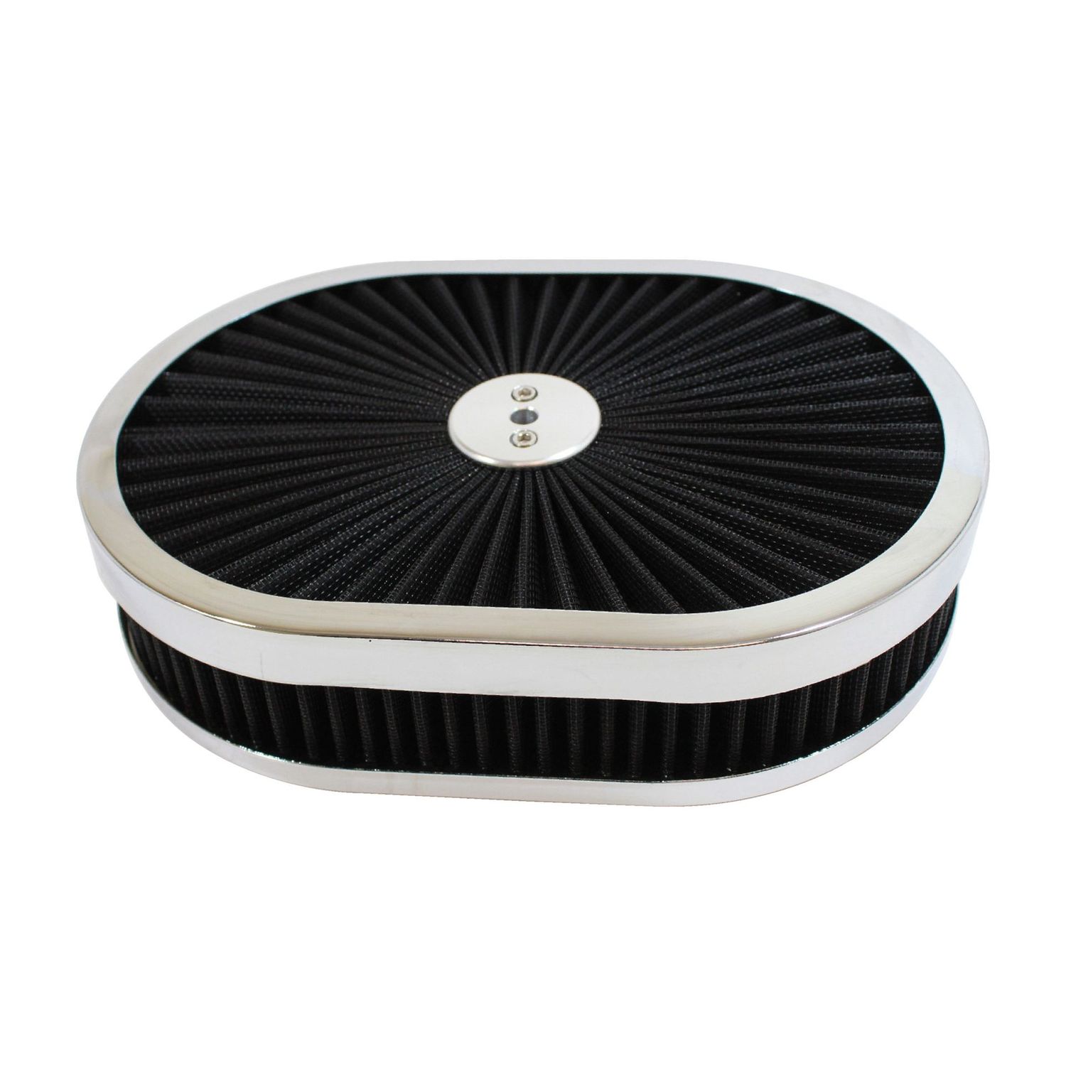 Oval Extraflow Chrome Edge Black Air Cleaner 12"x 2" Holley Edelbrock Quadrajet