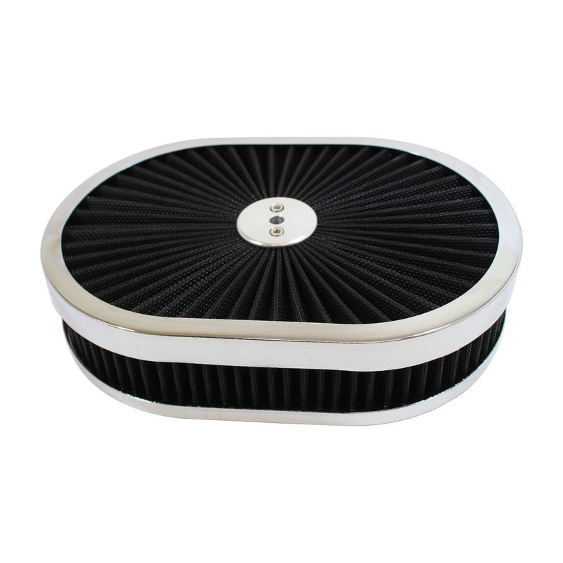Oval Extraflow Chrome Edge Black Air Cleaner 12"x 2" Holley Edelbrock Quadrajet