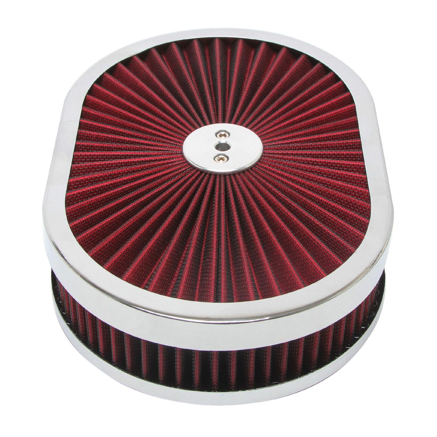 Oval Extraflow Chrome Edge Red Air Cleaner 12"x 2" Holley Edelbrock Quadrajet