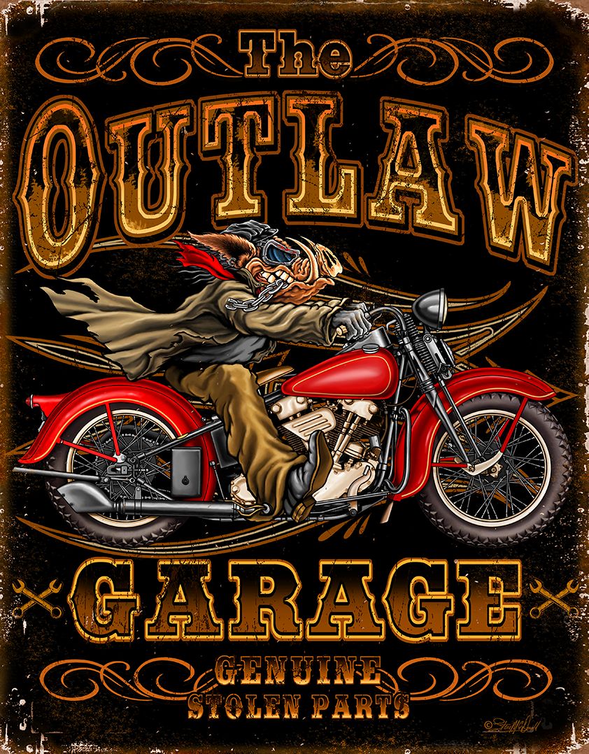Outlaw Garage Metal Sign Reproduction 32cm x 41cm Outlaw Garage Metal Sign Reproduction 32cm x 41cm