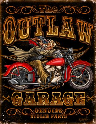 Outlaw Garage Metal Sign Reproduction 32cm x 41cm Outlaw Garage Metal Sign Reproduction 32cm x 41cm