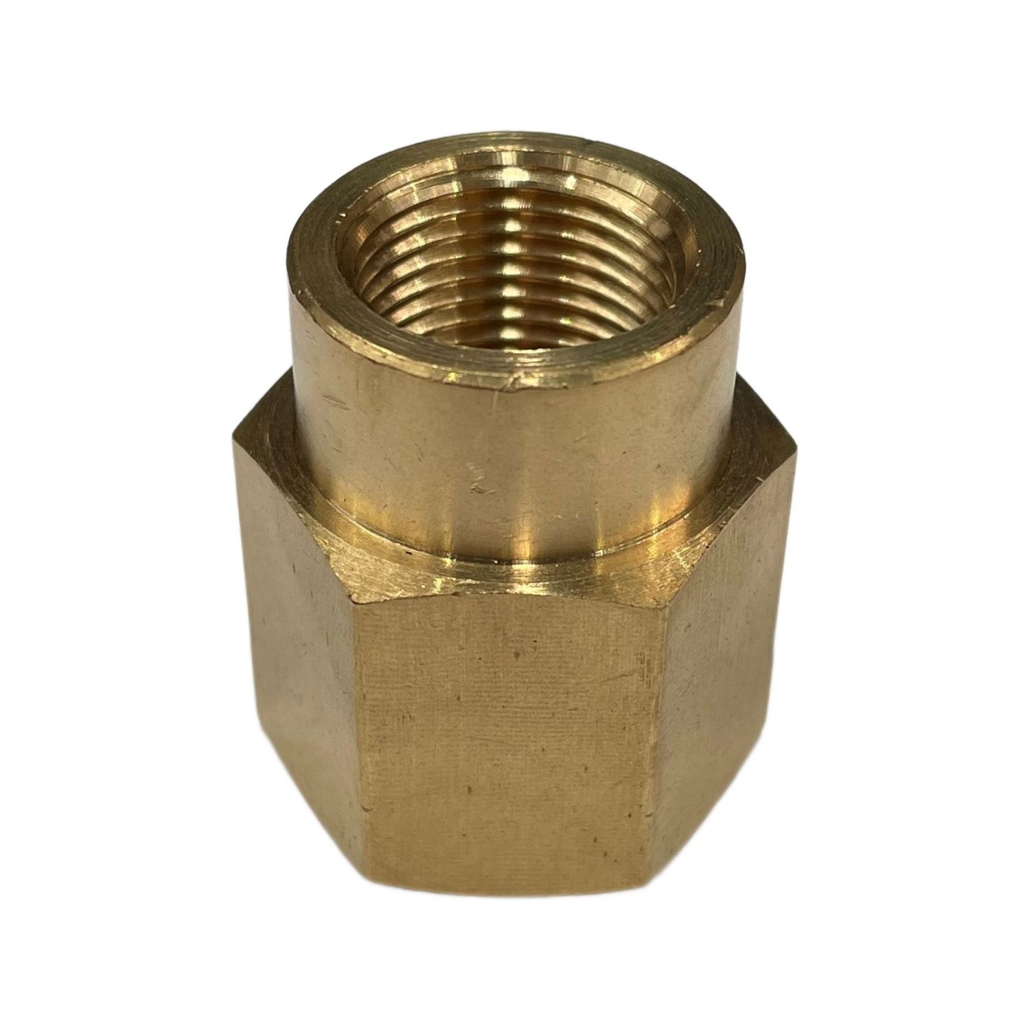 Brass Hex Reducing Socket 1/2" (18.6mm) BSP Female Thread to 3/8" (15mm) BSP Female Thread
