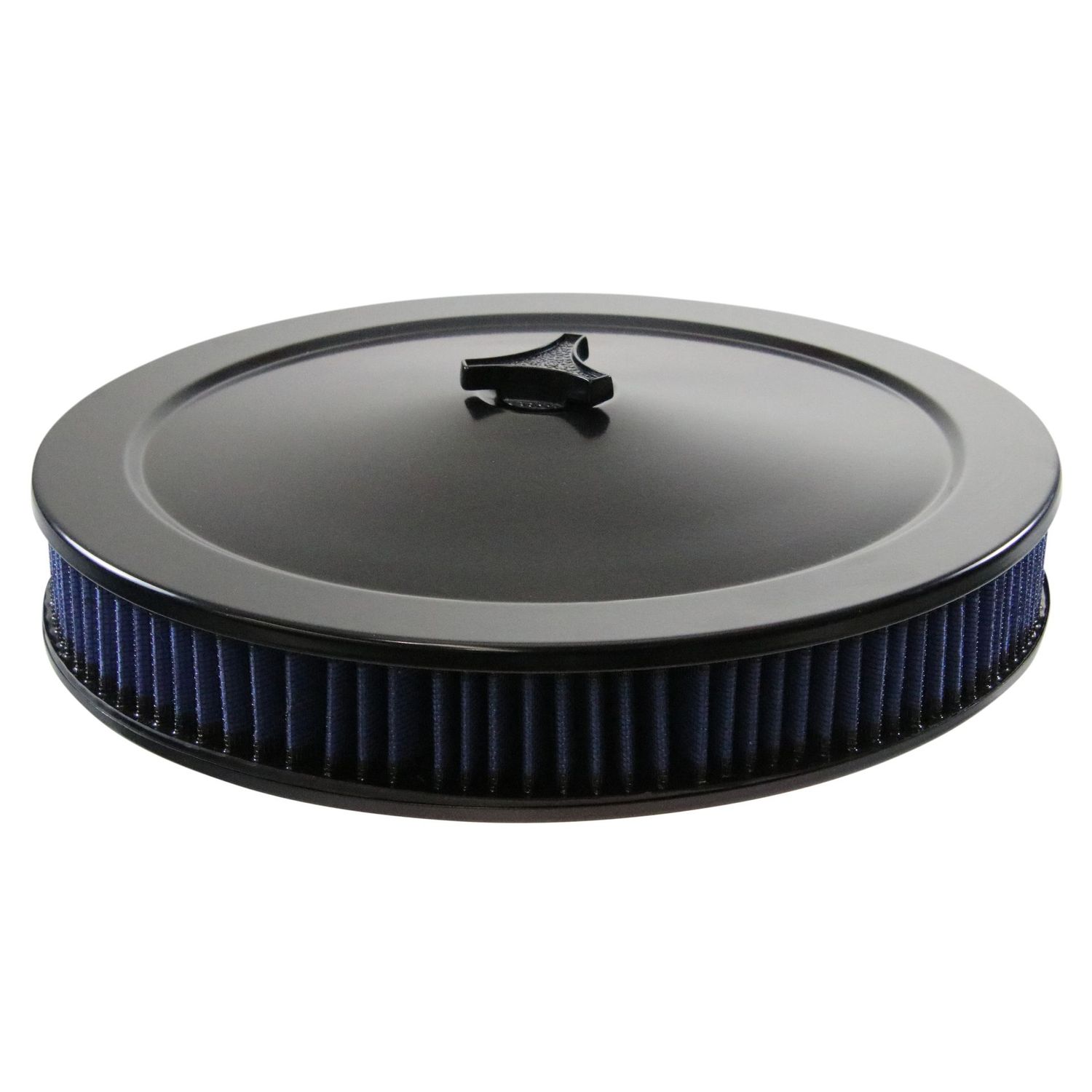Black Air Filter/Air Cleaner 14" x 2" Holley or Holden Quadrajet Base Blue Element