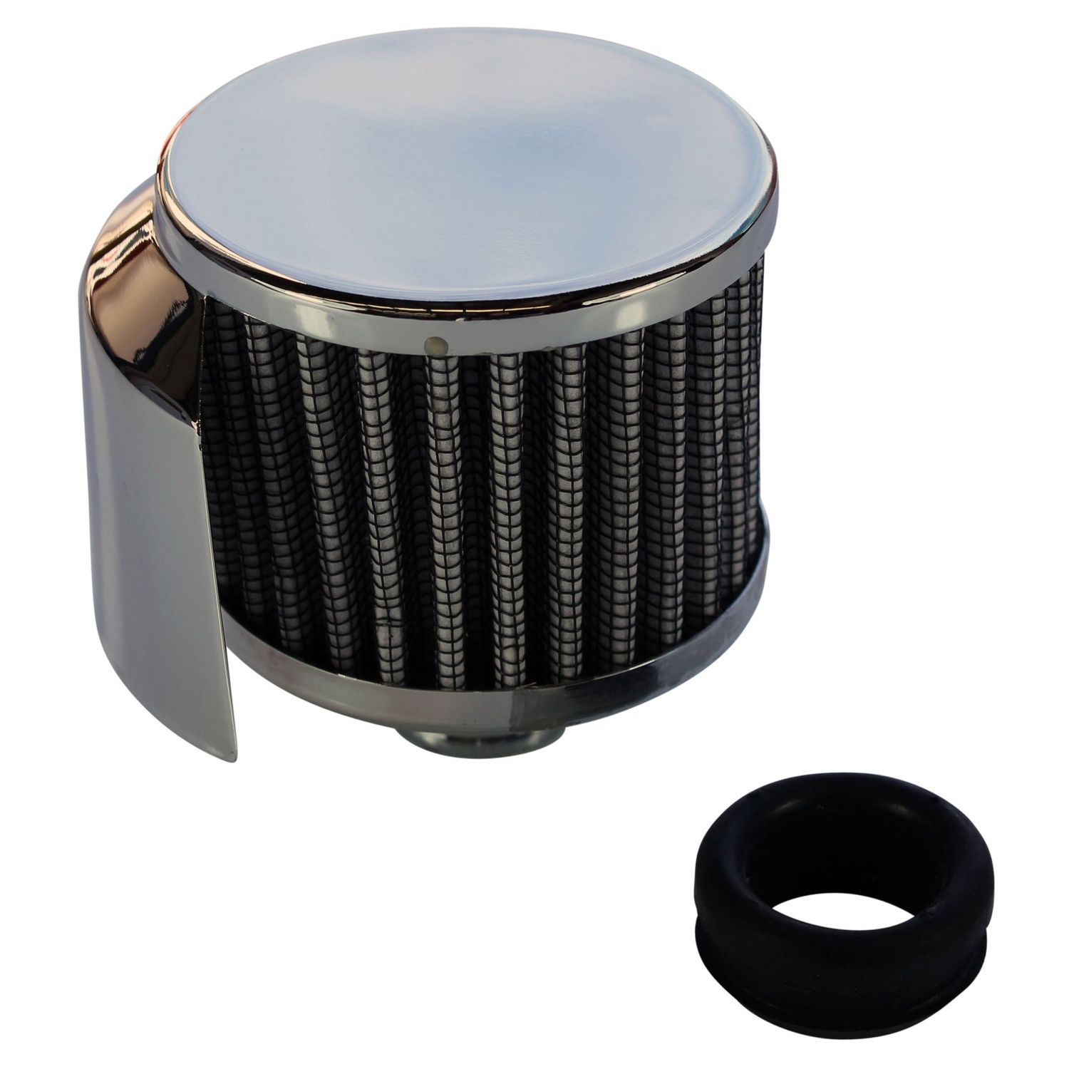 Valve Rocker Cover Breather Cap Push In 1"(25mm) Neck Shield Chrome White Element Grom