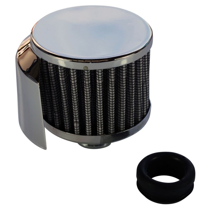 Valve Rocker Cover Breather Cap Push In 1"(25mm) Neck Shield Chrome White Element Grom