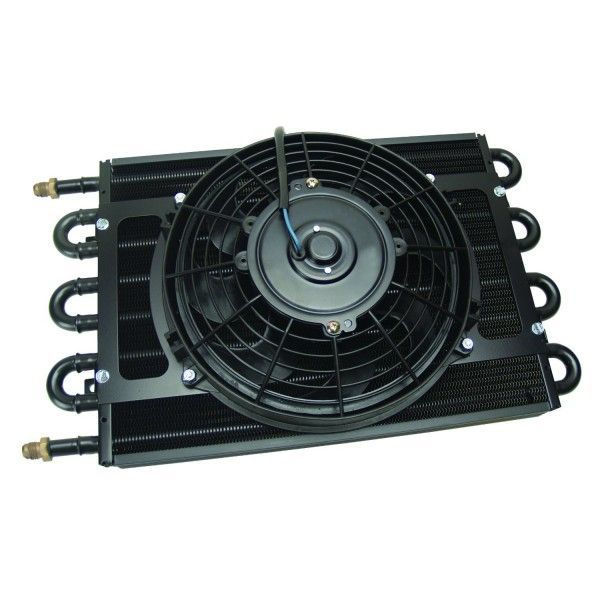 Derale Trans/Power/Fuel Cooler 12v fan 8 Pass 10-1/4 Derale Trans/Power/Fuel Cooler 12v fan 8 Pass 10-1/4"x17-1/2"-6AN Fittings 12733
