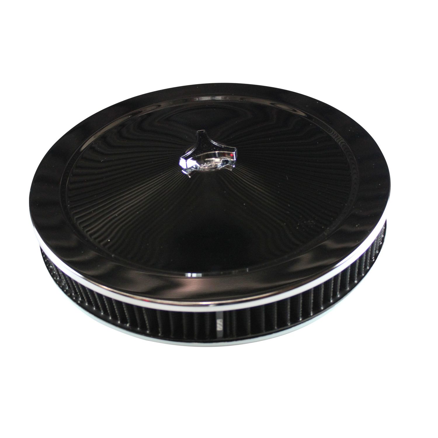 Chrome Air Filter/Air Cleaner 14" x 2" Holley or Holden Quadrajet Base Black Element