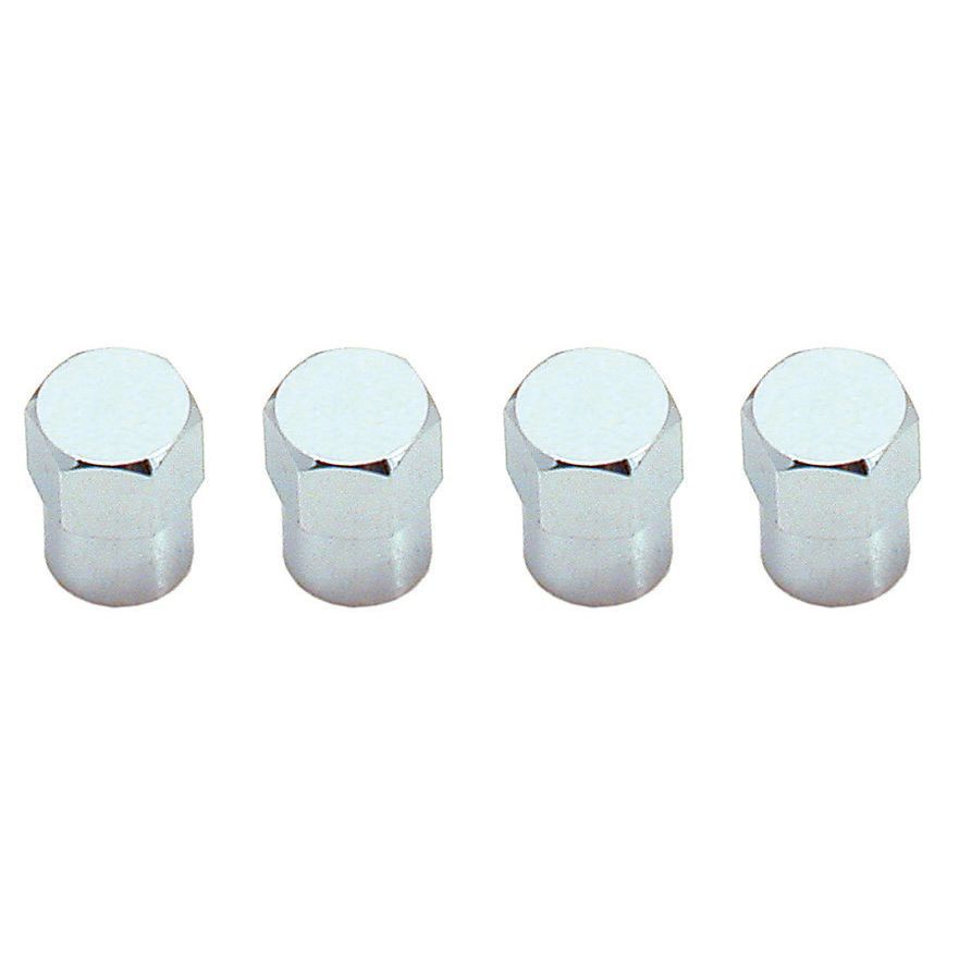 Chrome Hex Tyre Valve Stem Caps Set of 4 Universal