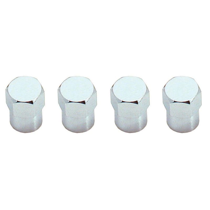 Chrome Hex Tyre Valve Stem Caps Set of 4 Universal