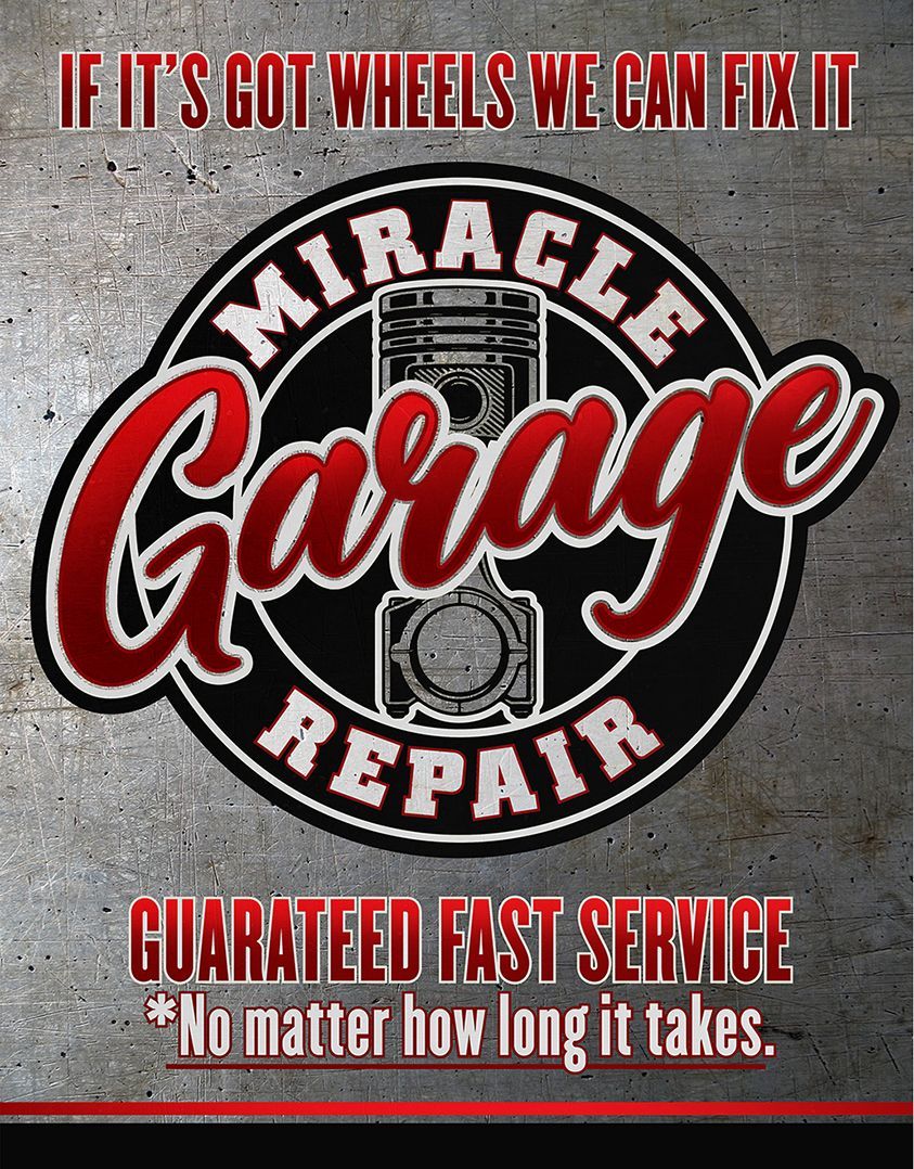 Miracle Garage Metal Sign Reproduction 32cm x 41cm