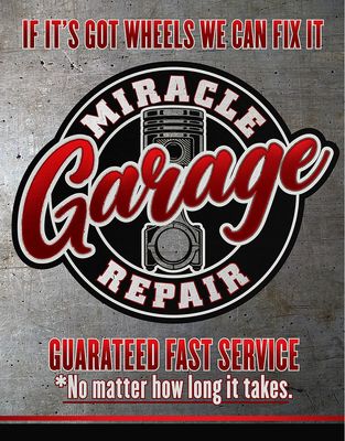 Miracle Garage Metal Sign Reproduction 32cm x 41cm Miracle Garage Metal Sign Reproduction 32cm x 41cm