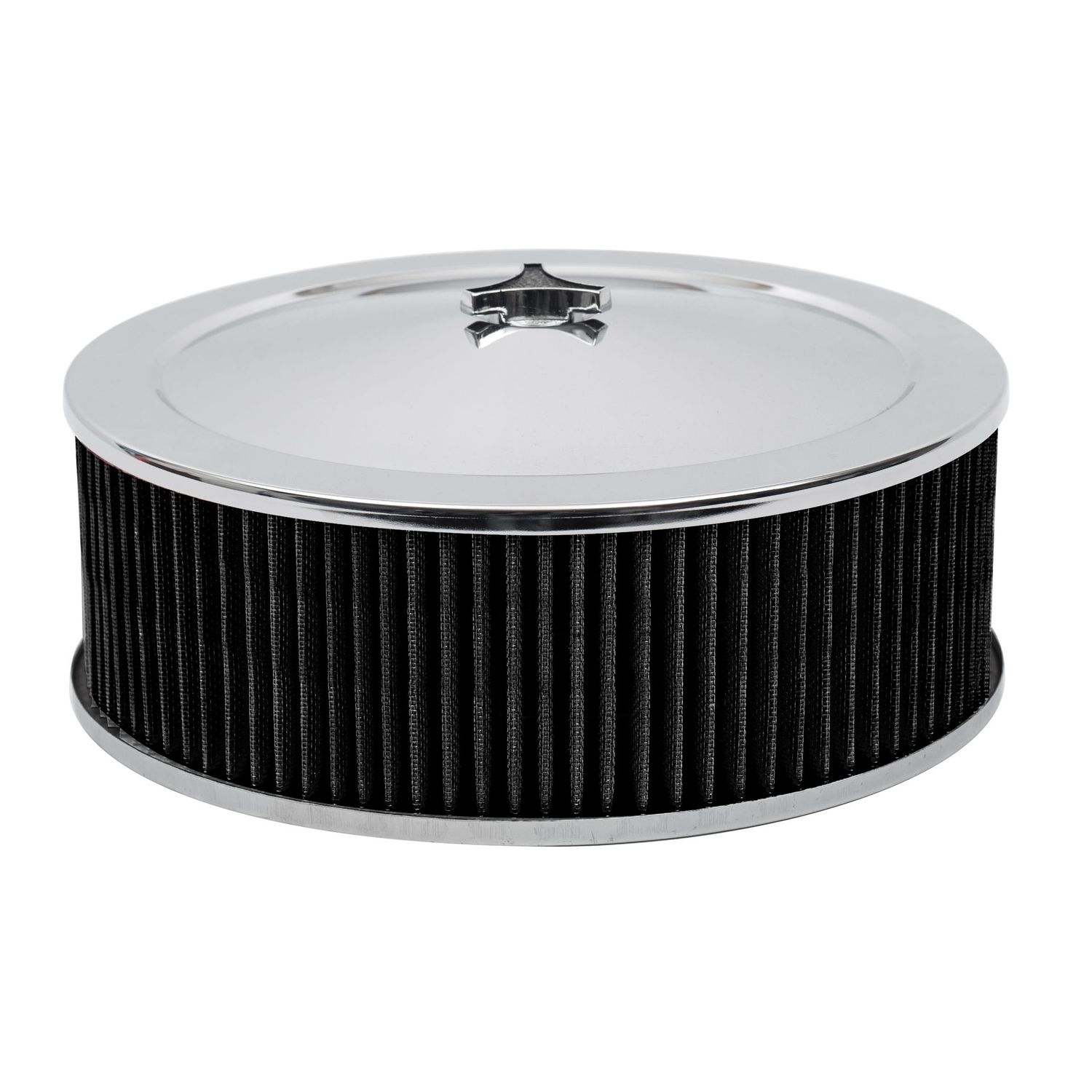 Chrome Air Filter/Air Cleaner 14" x 5" Holley or Holden Quadrajet Base Black Element
