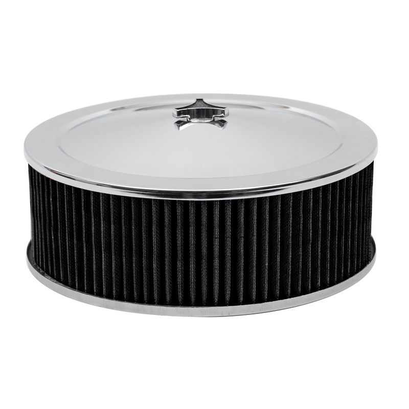 Chrome Air Filter/Air Cleaner 14 Chrome Air Filter/Air Cleaner 14" x 5" Holley or Holden Quadrajet Base Black Element