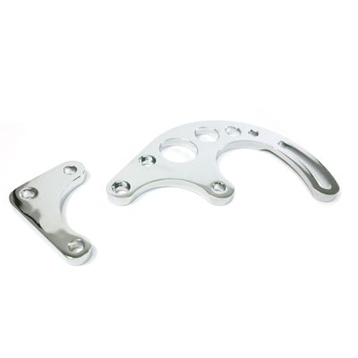 Power Steering Pump Polished Aluminium (2 pce) Bracket Chevrolet Sm Block Lwp