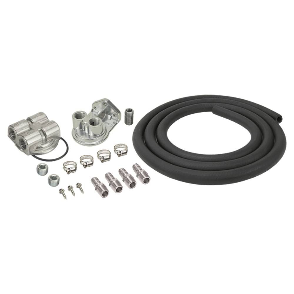 Derale Single Mount Universal Oil Filter Relocation Kit 1/2 Derale Single Mount Universal Oil Filter Relocation Kit 1/2" NPT Ports Up 15781