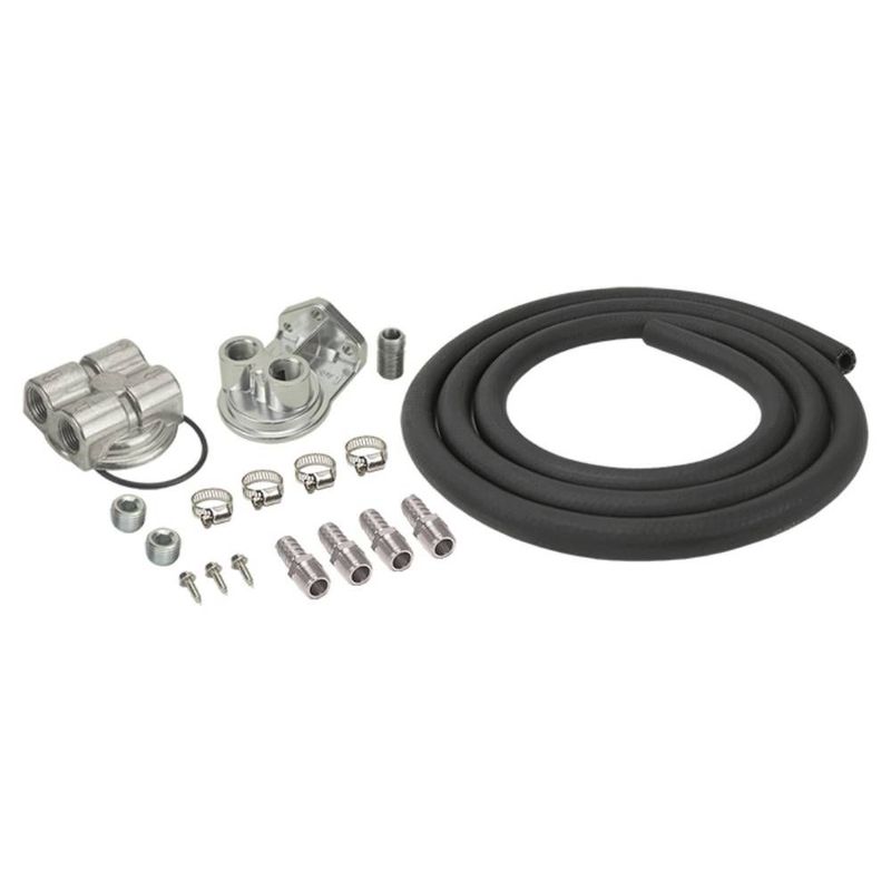 Derale Single Mount Universal Oil Filter Relocation Kit 1/2" NPT Ports Up 15781